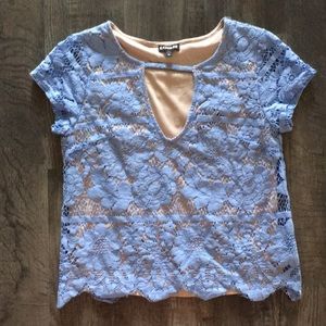 💙 Blue Lace Keyhole Top